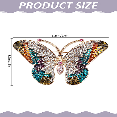 1Pc Butterfly Pave Colorful Rhinestone Brooch JEWB-LP0004-14-1