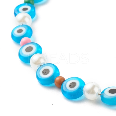 Evil Eye Handmade Lampwork Beaded Anklets for Women AJEW-AN00477-1