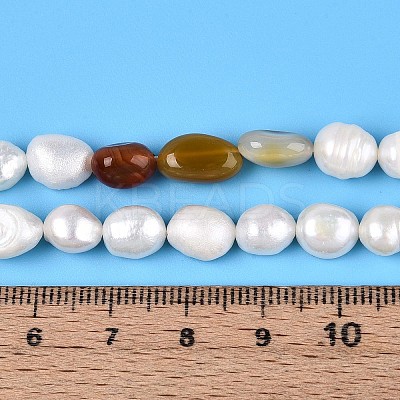 Natural Carnelian Nuggets & Natural Cultured Freshwater Pearl Beads Strands PEAR-N023-01A-03-1