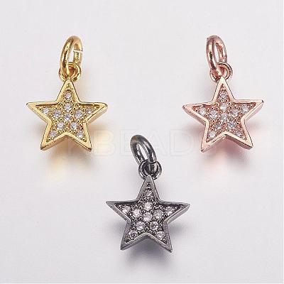Brass Micro Pave Cubic Zirconia Charms ZIRC-G087-35-1