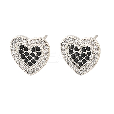 Brass Micro Pave Cubic Zirconia Stud Earrings for Women EJEW-G428-11P-01-1