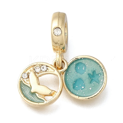 Rack Plating Alloy Enamel European Dangle Charms PALLOY-A009-20G-1