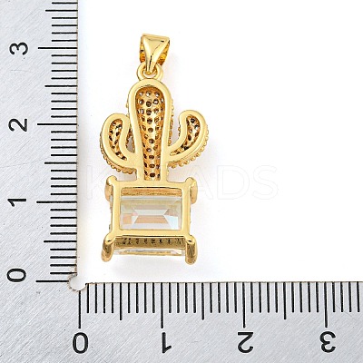 Rack Plating Brass Micro Pave Clear Cubic Zirconia Pendants ZIRC-L100-158G-01-1