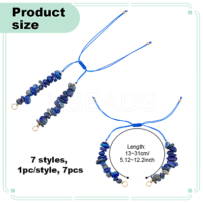 7Pcs 7 Styles Chakra Nylon Cord Bracelet Making AJEW-UN00026-1