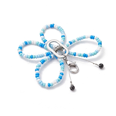 3Pcs Glass Seed Beads Butterfly Pendant Decorations HJEW-JM03352-1