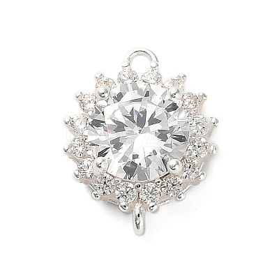 925 Sterling Silver Clear Cubic Zirconia Connector Charms STER-U009-02S-1