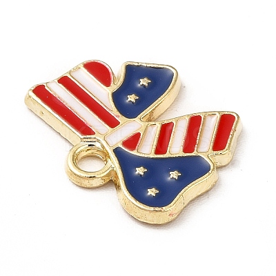 American Flag Style Alloy Enamel Pendants ENAM-M046-09G-1