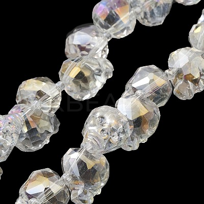 Transparent Electroplated Glass Beads Strands GLAA-G104-02C-1
