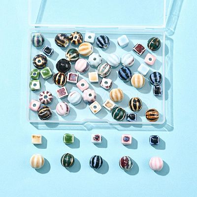56Pcs 14 Styles Handmade Porcelain Beads PORC-FS0001-30-1