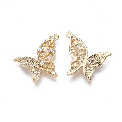 Brass Micro Pave Clear Cubic Zirconia Pendants KK-S355-008-NF-1