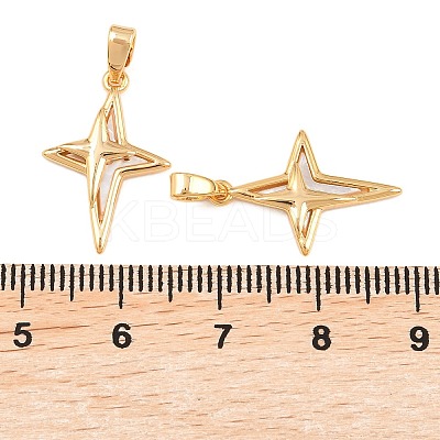 Brass & Natural Freshwater Shell Pendants KK-H538-05G-1