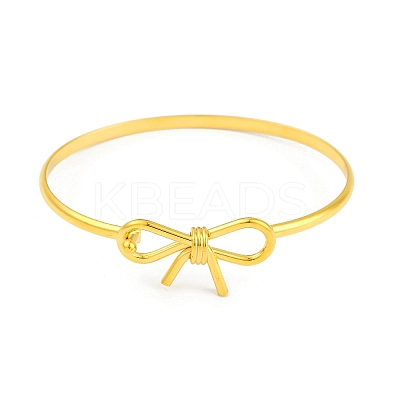 Adjustable Bowknot Brass Torque Bangles for Women BJEW-Z074-01G-1
