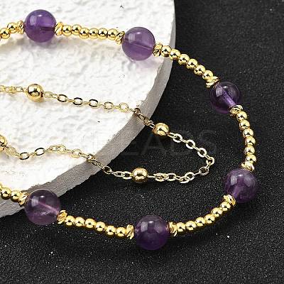 Natural Amethyst Bracelets BJEW-D330-01G-05-1