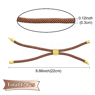12Pcs 3 Colors Nylon Cords Bracelet Makings Fit for Connector Charms AJEW-YW0001-40C-1