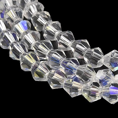 Transparent Electroplate Glass Beads Strands GLAA-F029-4mm-D13-1