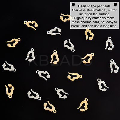 40Pcs 2 Colors PVD Vacuum Plating 304 Stainless Steel Charms STAS-UN0028-32-1