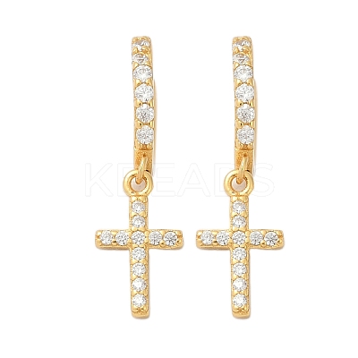 925 Sterling Silver Micro Pave Clear Cubic Zirconia Hoop Earrings for Women EJEW-G427-01G-02-1