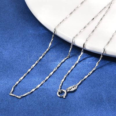 925 Sterling Silver Twisted Bar Link Chain Necklaces NJEW-H056-01B-P-1