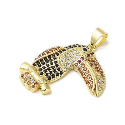Brass Micro Pave Cubic Zirconia Pendants KK-C058-11G-1