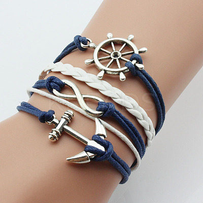 Imitation Leather Link Multi-strand Bracelets for Women Men WG5E2D4-07-1