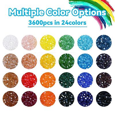 3600Pcs 24 Colors Transparent Electroplate Glass Beads GLAA-YW0003-33-1