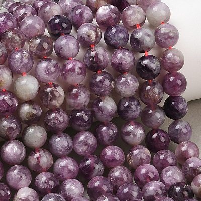 Natural Lepidolite/Purple Mica Stone Beads Strands G-G160-A01-01A-1
