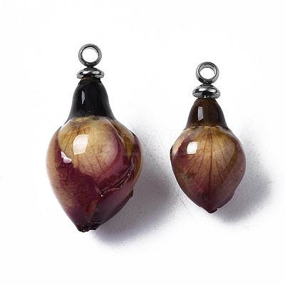 Handmade Natural Real Rose Dried Flower Pendants RESI-R424-01-1