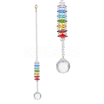 Glass Teardrop Pendant Decorations HJEW-TA00019-1