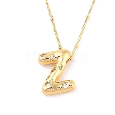 Brass Micro Pave Clear Cubic Zirconia Pendant Necklaces NJEW-Z038-01G-Z-1