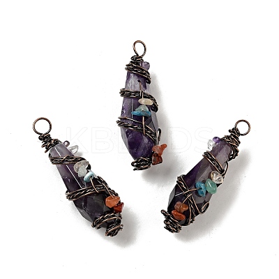 Natural Amethyst Pointed Big Pendants G-G860-03R-01-1