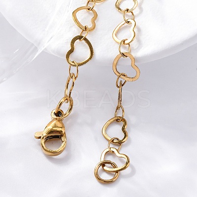 304 Stainless Steel Heart Link Bracelets BJEW-I191-01-1