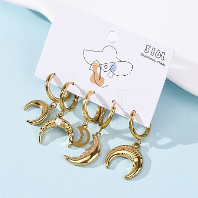 5Pcs 304 Stainless Steel Hoop Earrings EJEW-G447-02G-1