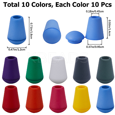 100Pcs 10 Colors Plastic Detachable Bell Stopper Cord Ends KY-GF0001-43-1