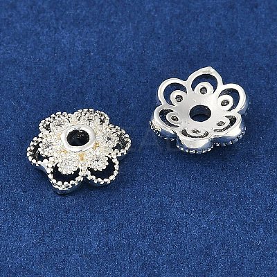 Brass Micro Pave Clear Cubic Zirconia Bead Caps KK-I719-13A-S-1