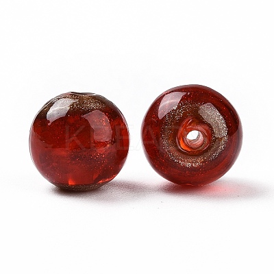 Handmade Gold Sand Lampwork Beads LAMP-C004-02A-1