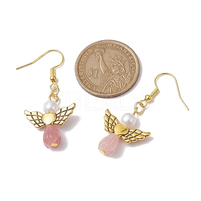 Angel Antique Golden Alloy & Resin Dangle Earrings EJEW-JE05686-02-1