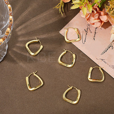 3Pairs Ion Plating(IP) 304 Stainless Steel Trapezoid Hoop Earrings for Women EJEW-BBC0001-40-1