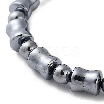Bamboo Stick & Round Synthetic Terahertz Stone Beaded Stretch Bracelets for Women Men BJEW-F471-01-1