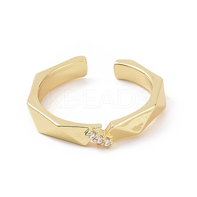 Clear Cubic Zirconia Open Cuff Ring RJEW-E072-20G-1