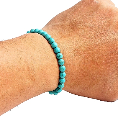 Natural Turquoise Beaded Stretch Bracelets for Men Women LS-PW-WG83054-07-1