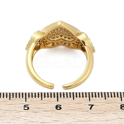 Brass Micro Pave Cubic Zirconia Open Cuff Ring for Women RJEW-F177-03GP-04-1
