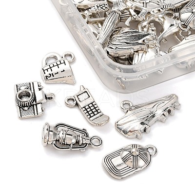 50Pcs 10 Styles Tibetan Style Alloy Pendants FIND-FP0001-29-1