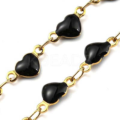 Ion Plating(IP) Golden 304 Stainless Steel Heart Link Chain Necklaces NJEW-E098-02G-04-1