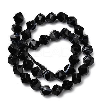 Natural Black Banded Agate/Striped AgateBeads Strands G-Z119-A03-03-1