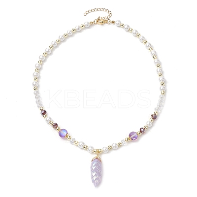 Glass & Shell Pearl &  Synthetic Non-magnetic Hematite Beaded Necklaces NJEW-JN04976-1
