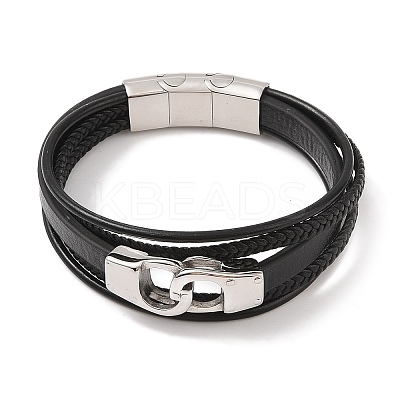 Braided Microfiber Leather Multi-strand Bracelets BJEW-B096-05C-1