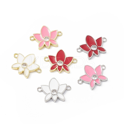 Rack Plating Brass Pave Clear Cubic Zirconia Connector Charms KK-B065-26-1