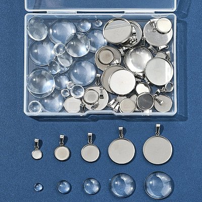 DIY 304 Stainless Steel Tray Pendants Making Kits DIY-FS0008-83-1