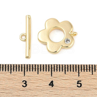 Brass Micro Pave Clear Cubic Zirconia Toggle Clasps KK-K391-19G-1