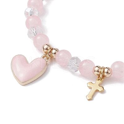 Glass Round Beaded Stretch Bracelets BJEW-JB09909-1